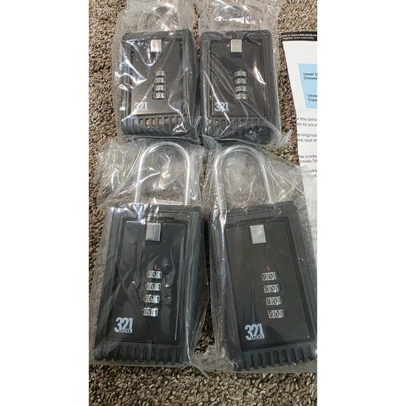 Set of 4 – 321 Locks Combination Key Lock Boxes with 4-Digit Code – Portable Sec - Picture 5 of 8
